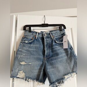 Agolde Women's Distressed Blue Denim Shorts